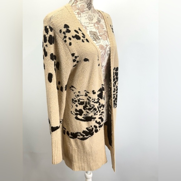 TWINE & STRING Tan and Black leopard print Cardigan Sweater size XL - Picture 8 of 14